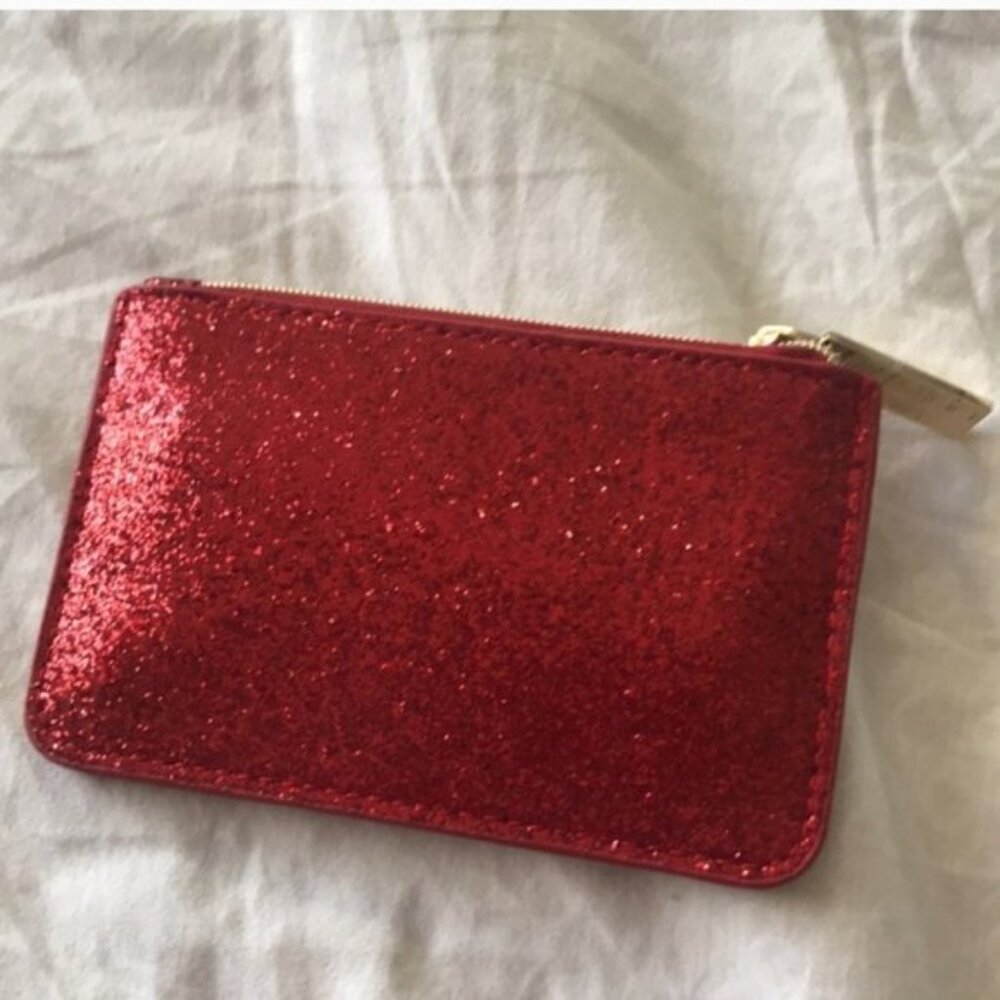 Jimmy Choo Red Glitter Card Holder & Drawstring Dust Bag NWOT - Picture 6 of 8